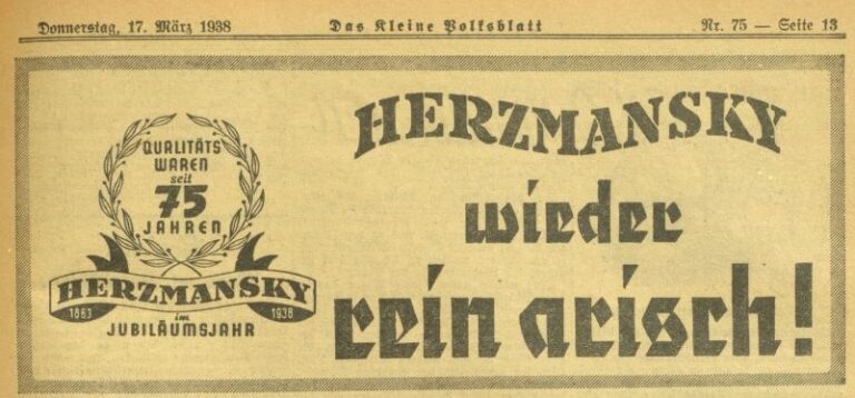 17_maerz_1938_das_kleine_volksblatt_herzmansky_arisch_werbung