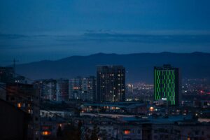 Tbilisi modern skyline at night — Georgia's growing fintech and crypto-positive banking hub