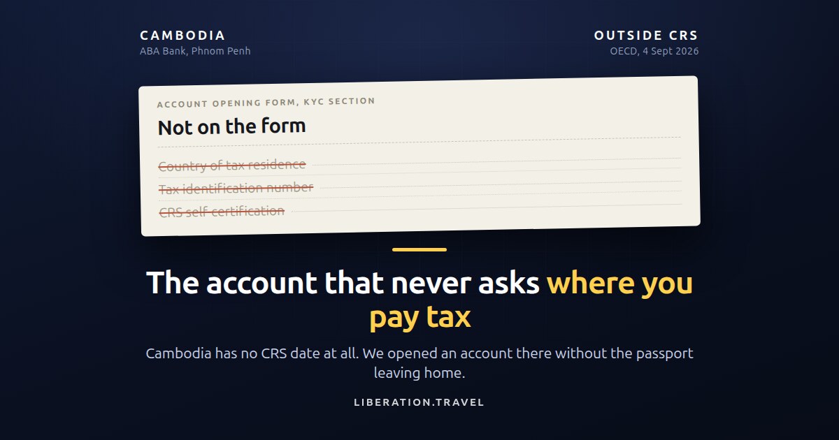 ABA account opening form with the tax-residence, TIN and CRS self-certification fields struck out